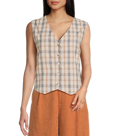 Sadie & Sage Plaid Button Front Vest