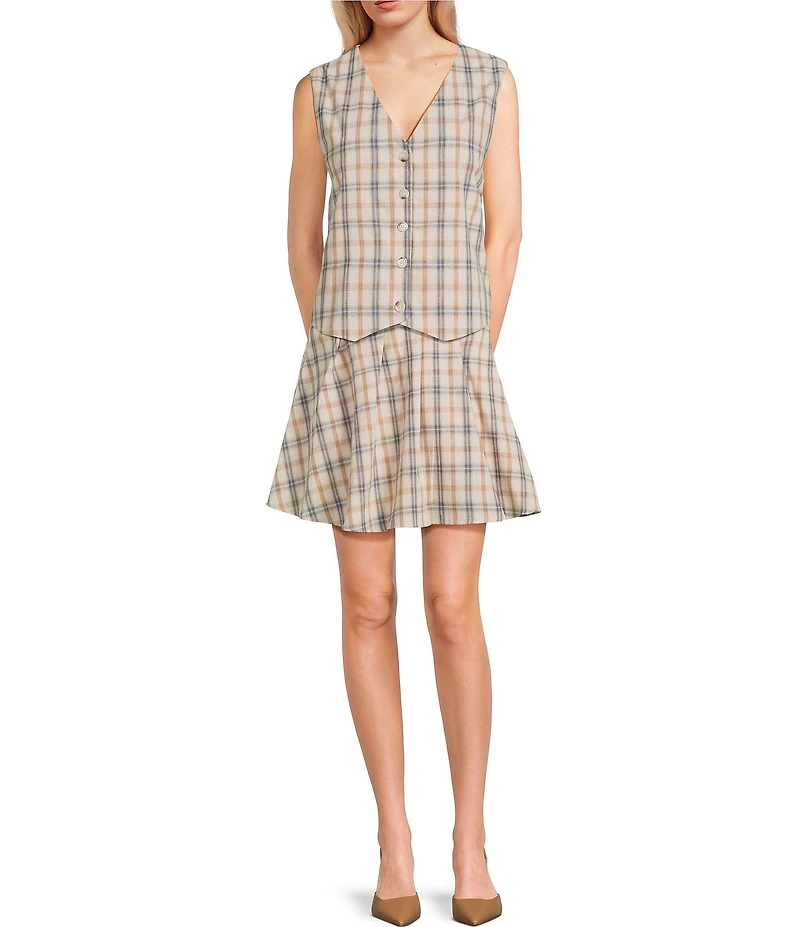 Sadie & Sage Plaid Pleated Skirt