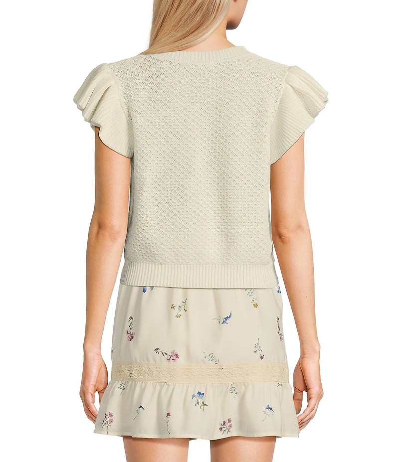 Sadie & Sage Ruffle Cap Sleeve Sweater Top