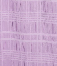 Sadie & Sage Sheer Textured Drawstring Scoop Neck Short Ruffle Sleeve Dress