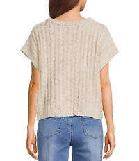 Sadie & Sage Short Dolman Sleeve Cable Knit Sweater