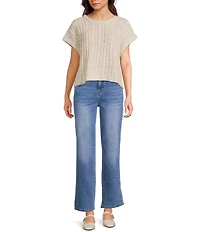 Sadie & Sage Short Dolman Sleeve Cable Knit Sweater