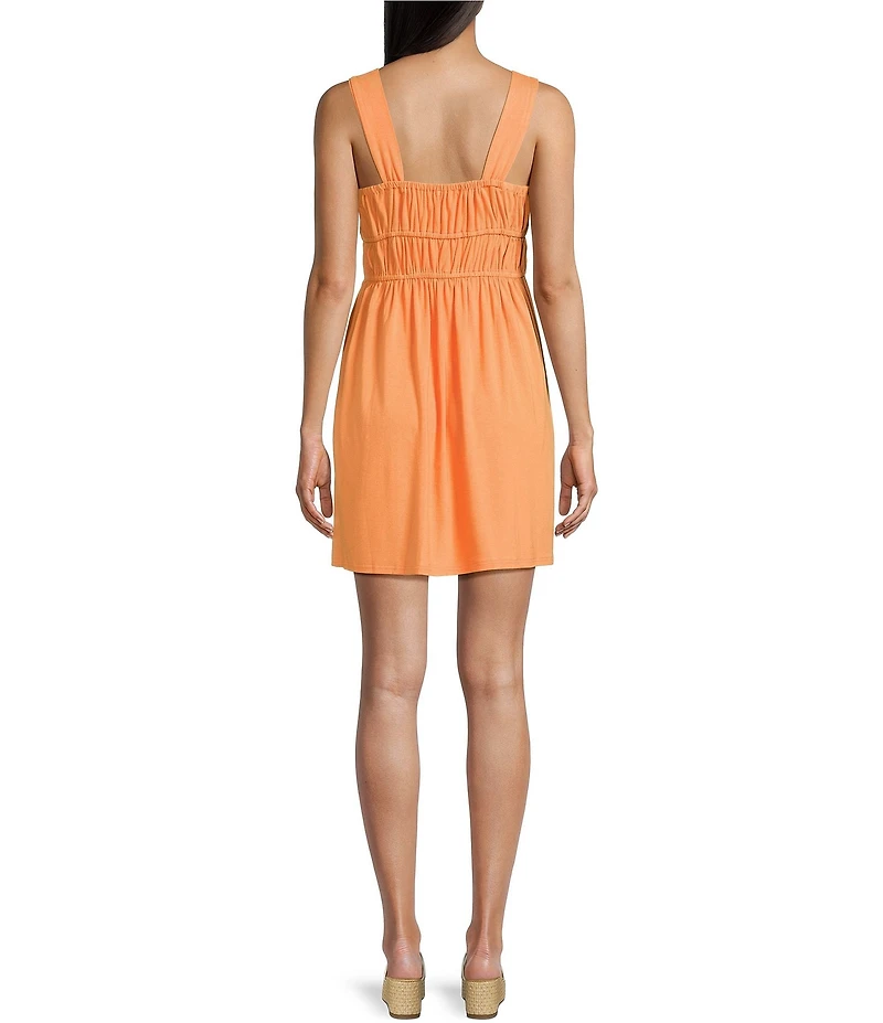 Sadie & Sage Square Neck Tie Front Mini Dress