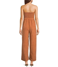 Sadie & Sage Strapless Belted Wide Leg Jumpsuit
