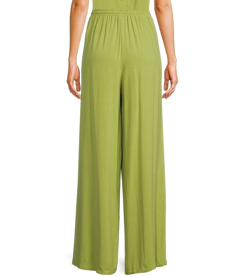 Sadie & Sage Sugarloaf Linen Elastic Waist Coordinating Wide Leg Pants