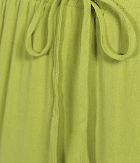 Sadie & Sage Sugarloaf Linen Elastic Waist Coordinating Wide Leg Pants