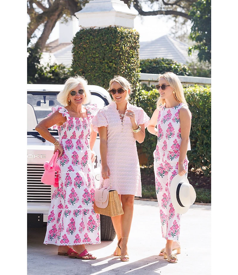 SAIL to SABLE x Amy Littleson McNitt The Debra Hibiscus Print Smocked Maxi Dress