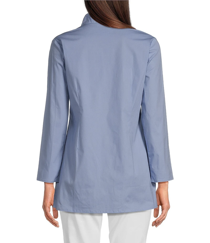 SAIL to SABLE x Palm Beach Lately Embroidered Shell Mandarin V-Neck Long Sleeve Tunic