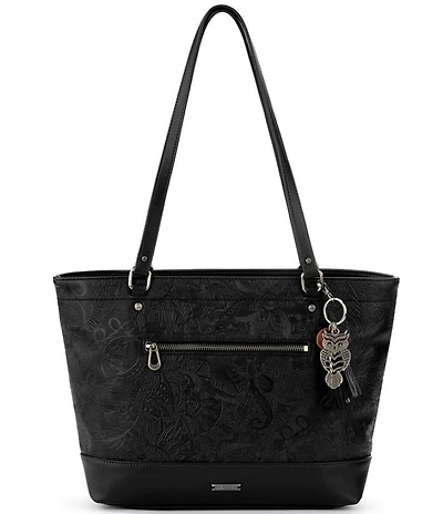 Sakroots Arcadia Recycled Vegan Leather Black Floral Metro Tote Bag
