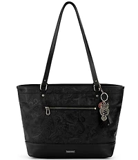 Sakroots Arcadia Recycled Vegan Leather Black Floral Metro Tote Bag