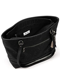 Sakroots Arcadia Recycled Vegan Leather Black Floral Metro Tote Bag