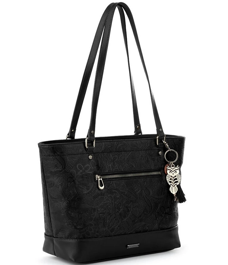Sakroots Arcadia Recycled Vegan Leather Black Floral Metro Tote Bag