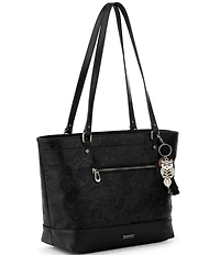 Sakroots Arcadia Recycled Vegan Leather Black Floral Metro Tote Bag