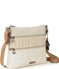 Sakroots Artist Circle Floral Double Zip Coated Canvas Crossbody Bag