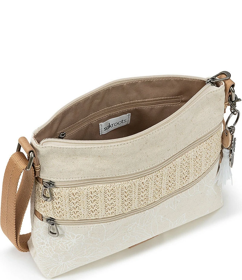 Sakroots Artist Circle Floral Double Zip Coated Canvas Crossbody Bag