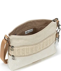 Sakroots Artist Circle Floral Double Zip Coated Canvas Crossbody Bag