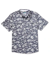 Salt Life Fish 'N Bone Performance Short Sleeve Woven Shirt