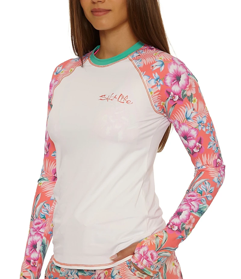 Salt Life Orchid Island Kelly Long Sleeves UPF 50+ Rashguard Swim Cover-Up