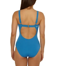 Salt Life Shoreline Rib Texture Scoop Neck One Piece Swimsuit