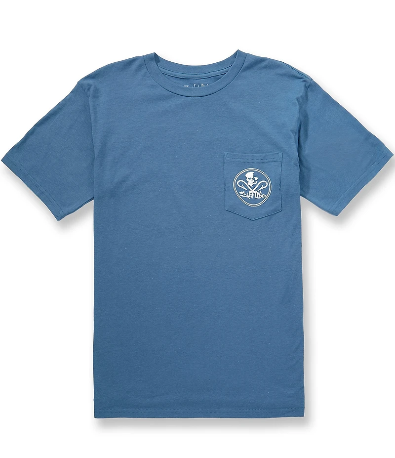Salt Life Skull And Hooks Screen Print Short Sleeve Pocket T-Shirt