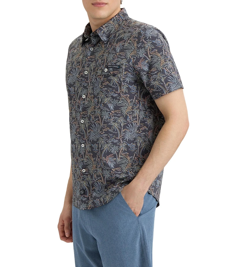 Salt Life Tropical Sunday Printed Short Sleeve Performance Woven Shirt