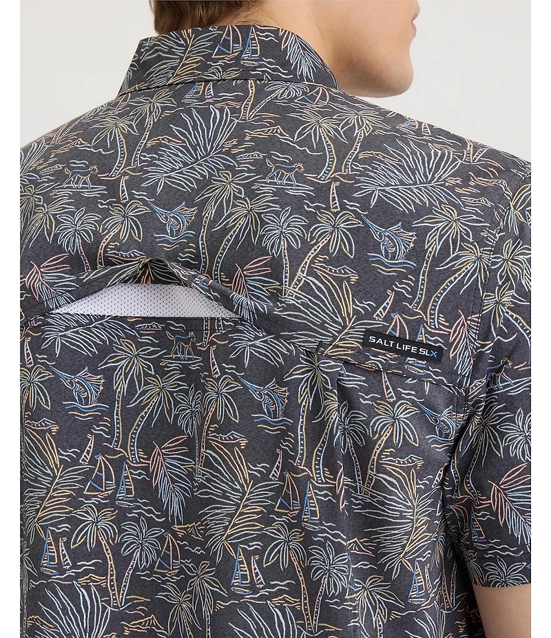 Salt Life Tropical Sunday Printed Short Sleeve Performance Woven Shirt