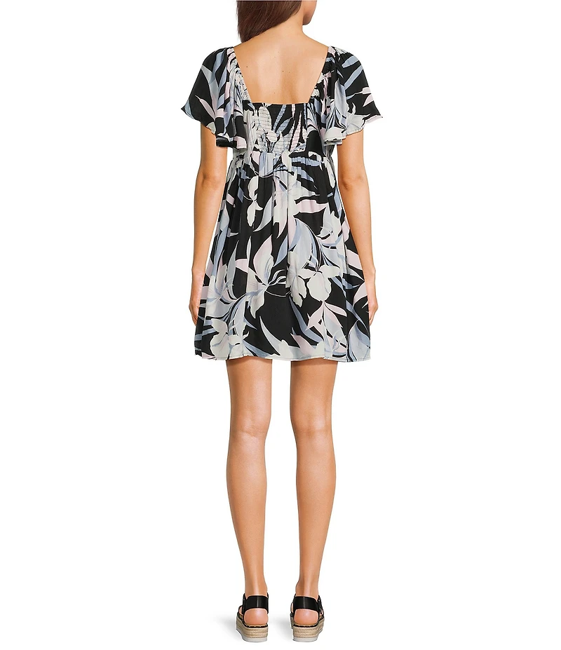 Salty Crew Dreamland Flutter Sleeve Printed Mini Dress
