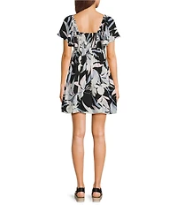 Salty Crew Dreamland Flutter Sleeve Printed Mini Dress