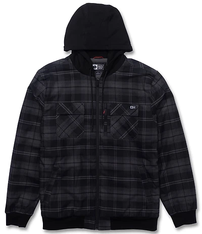 Salty Crew Fathom Tech Long Sleeve Yarn-Dyed Plaid Twill Hooded Jacket
