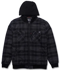 Salty Crew Fathom Tech Long Sleeve Yarn-Dyed Plaid Twill Hooded Jacket