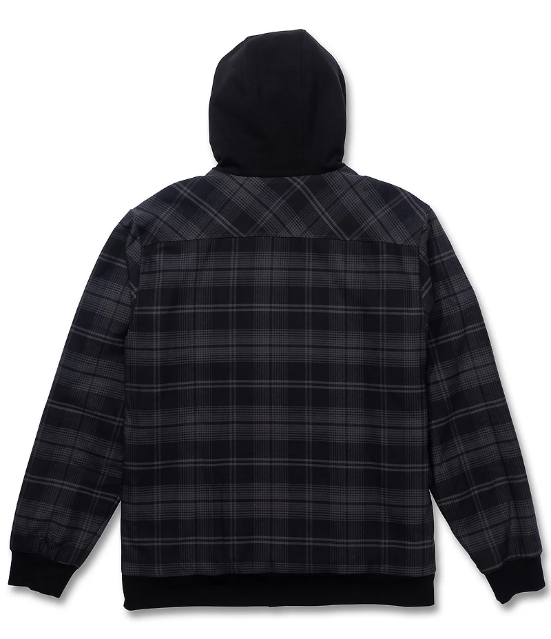 Salty Crew Fathom Tech Long Sleeve Yarn-Dyed Plaid Twill Hooded Jacket