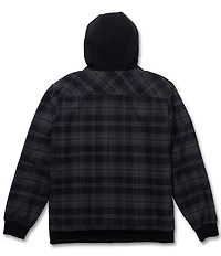 Salty Crew Fathom Tech Long Sleeve Yarn-Dyed Plaid Twill Hooded Jacket