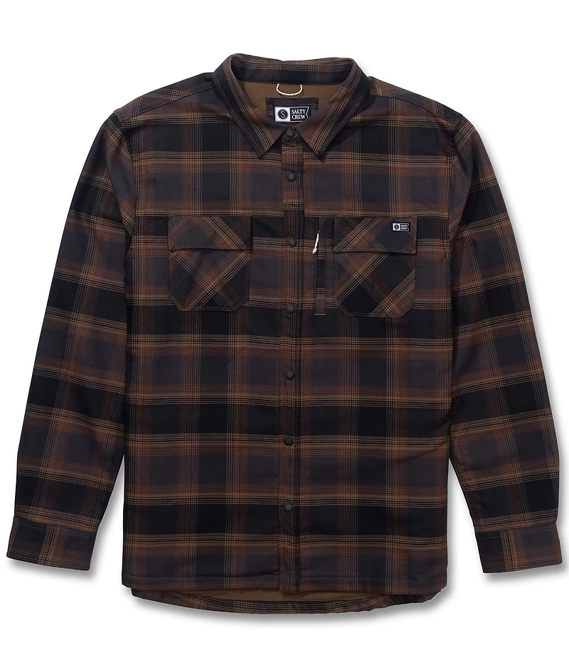 Salty Crew Long Sleeve Fathom Tech Yarn-Dyed Plaid Twill Shacket