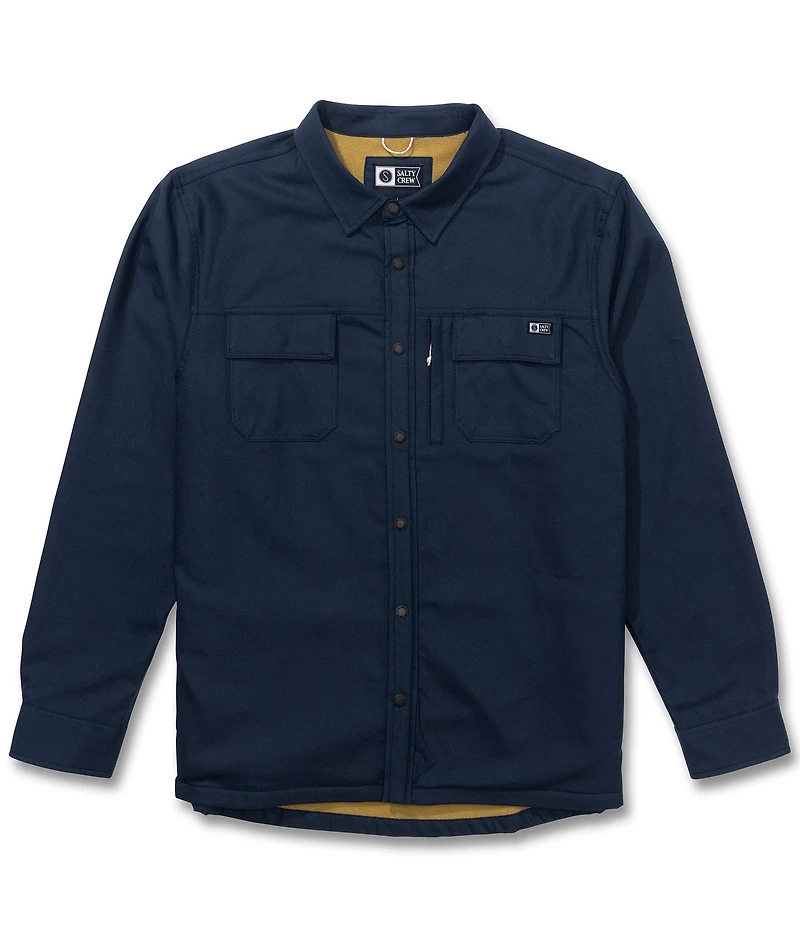 Salty Crew Long Sleeve Fathom Tech Yarn-Dyed Plaid Twill Shacket