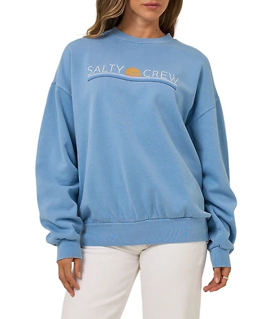 Salty Crew Long Sleeve Oversized Crew Neck Vintage Wash Sweatshirt