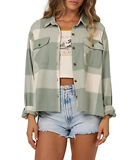 Salty Crew Long Sleeve Oversized Flannel Button Down Shirt