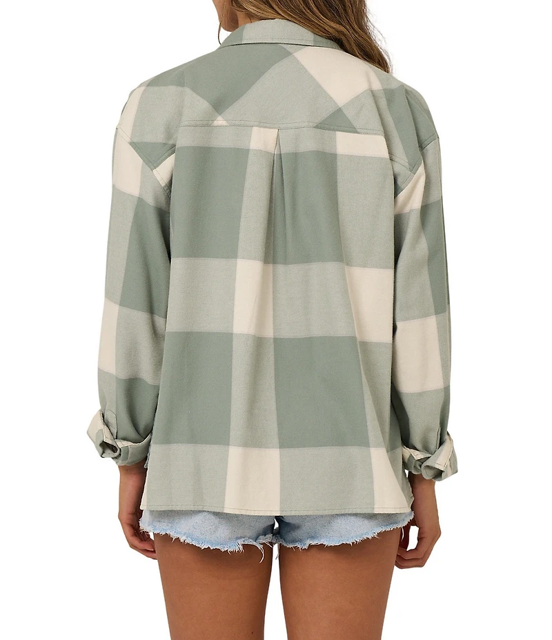 Salty Crew Long Sleeve Oversized Flannel Button Down Shirt
