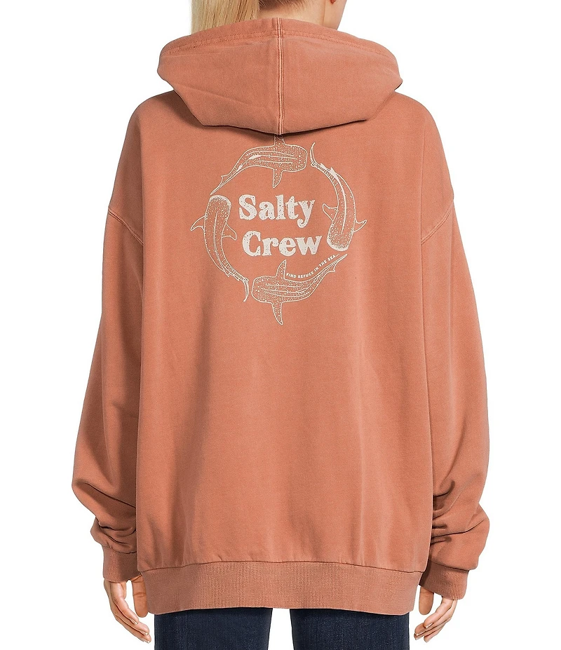 Salty Crew Respect Long Sleeve Oversized Hooded Fleece Zip-Up Sweatshirt