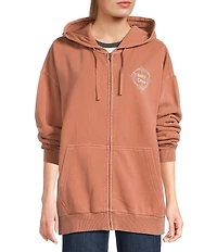 Salty Crew Respect Long Sleeve Oversized Hooded Fleece Zip-Up Sweatshirt