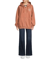 Salty Crew Respect Long Sleeve Oversized Hooded Fleece Zip-Up Sweatshirt