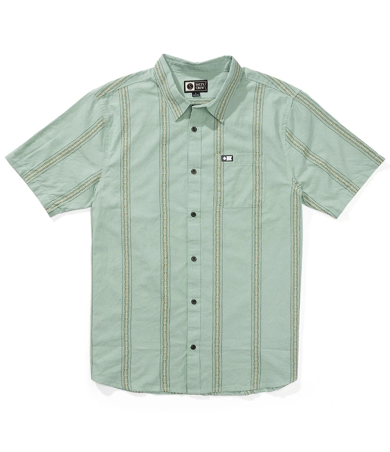 Salty Crew Striped Short Sleeve Woven Shirt