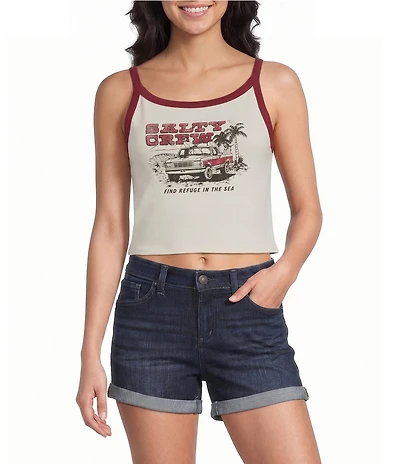 Salty Crew Truck Stop Sleeveless Cropped Tank Top