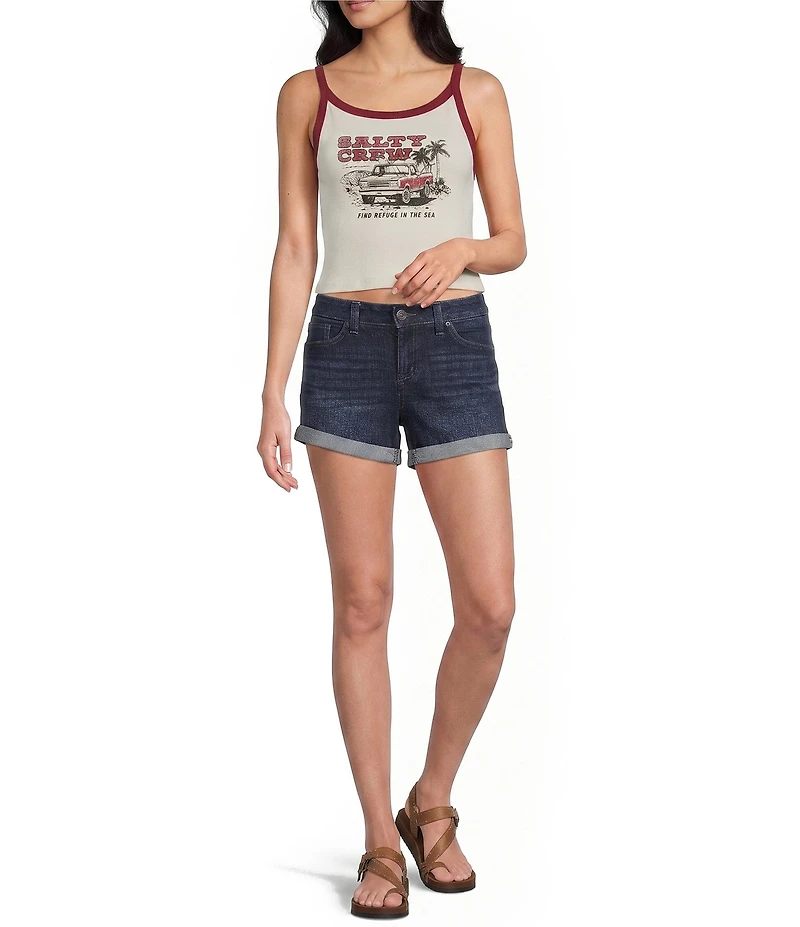 Salty Crew Truck Stop Sleeveless Cropped Tank Top