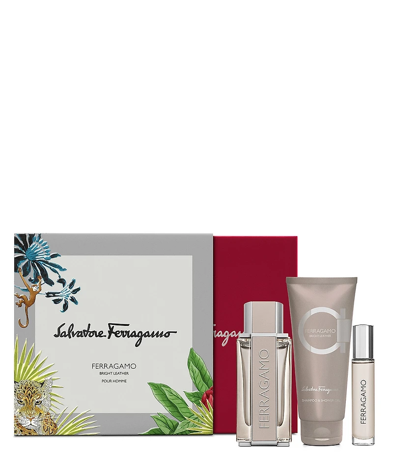 Salvatore Ferragamo Ferragamo Bright Leather Men's Eau de Toilette 3-Piece Gift Set