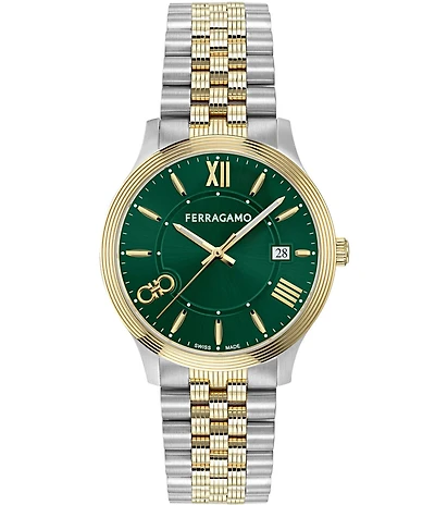 Salvatore Ferragamo Men's Duo Analog Two Tone Stainless Steel Bracelet Watch