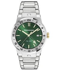 Salvatore Ferragamo Men's F-80 Classic GMT Automatic Stainless Steel Bracelet Watch