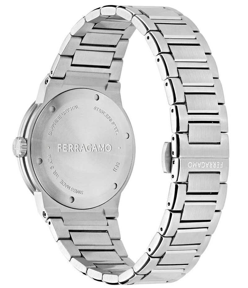 Salvatore Ferragamo Men's F-80 Classic GMT Automatic Stainless Steel Bracelet Watch