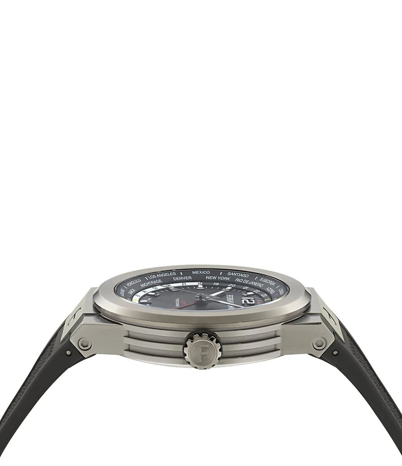 Salvatore Ferragamo Men's F-80 GMT Black Silicone Strap Watch