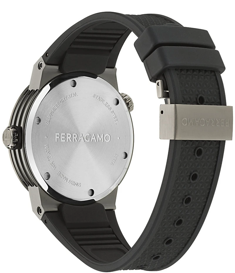 Salvatore Ferragamo Men's F-80 GMT Black Silicone Strap Watch
