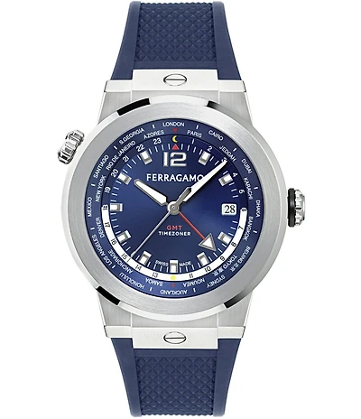 Salvatore Ferragamo Men's F-80 GMT Blue Strap Watch